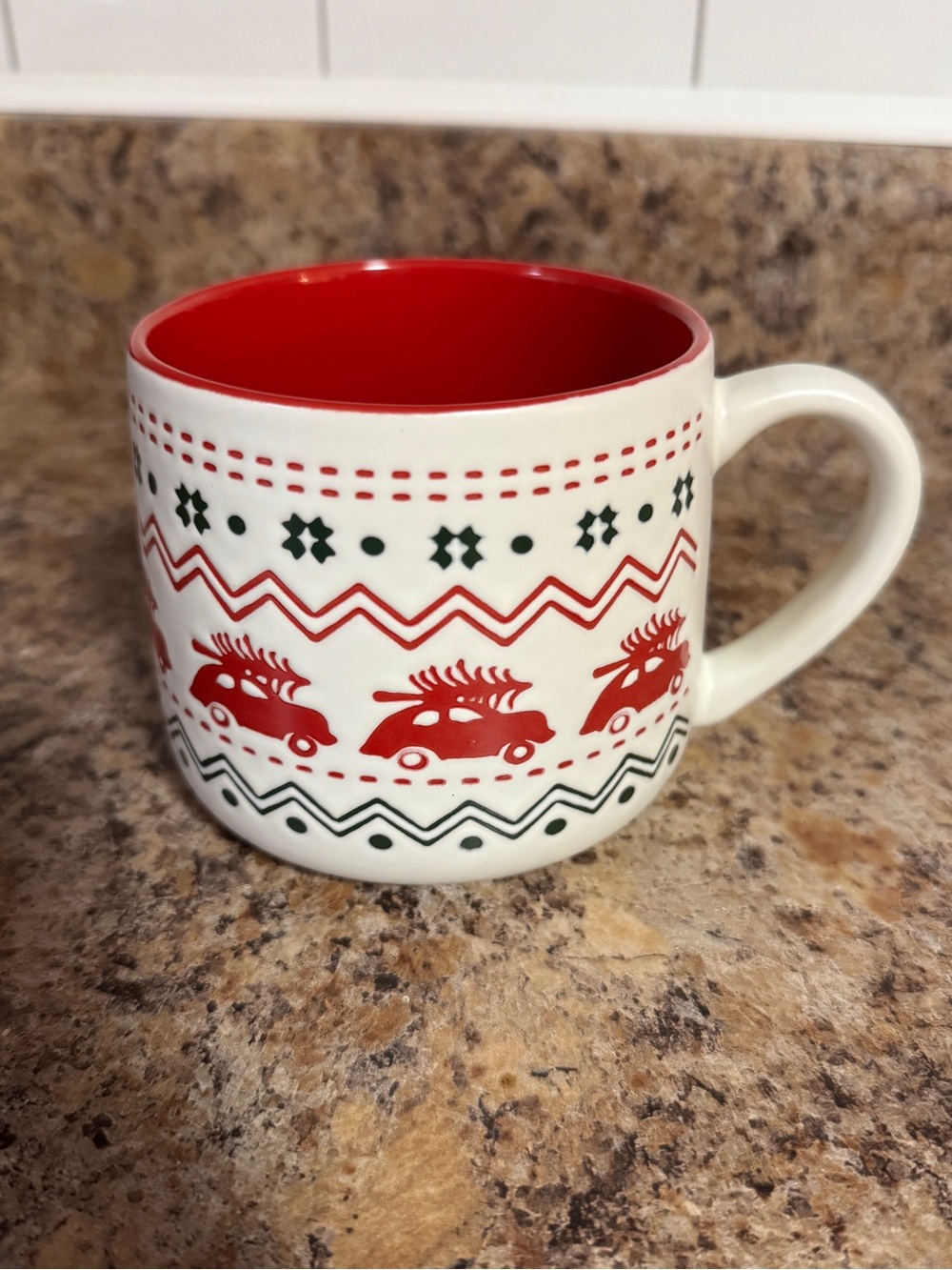 Festive Voice Car with Tree Holiday Ceramic Mug